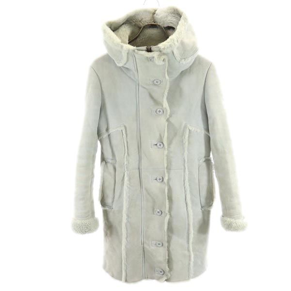 HYSTERIC Long Sleeve Mouton Leather Coat FREE Sheepskin Fur Lining Hood Women Used