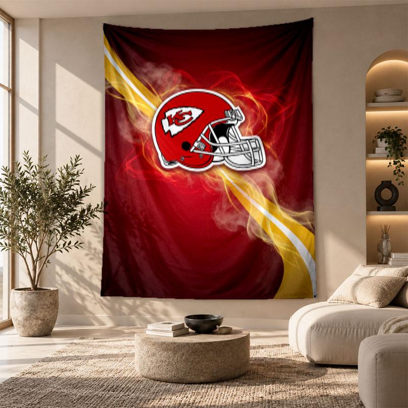 Arazzo Decorativo, Arte da Parete Stampato Kansas City Chiefs, Appeso da Parete Leggero per Sfondo Camera da Letto