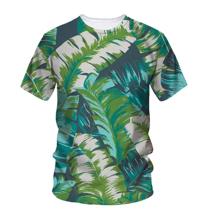 Summer Originality Plant Leaves Graphic T-shirts Trend Casual Personality Fun Printed O-neck Short Sleeve Men's T-shirts