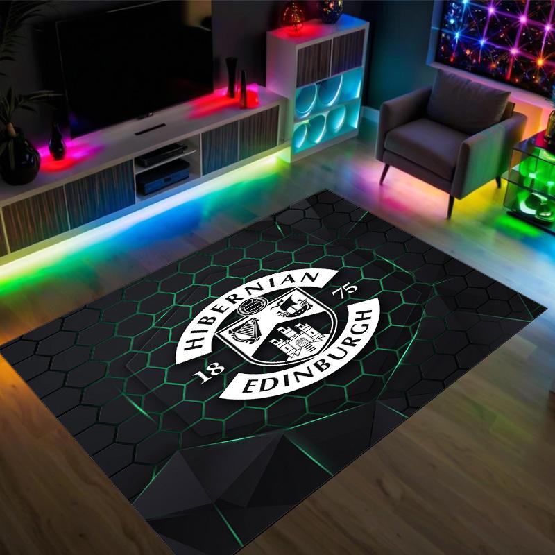 Hibernian FC Design Crystal Velvet Carpet Cozy Non?Slip Printed Rug For Bedroom Living Room Entrance