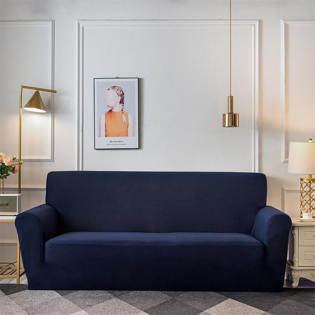 Spandex Sofa Slipcovers Stretch Elastic Couch Cover For Living Room Solid Color Anti -Slip Washable Furniture Protector Covers