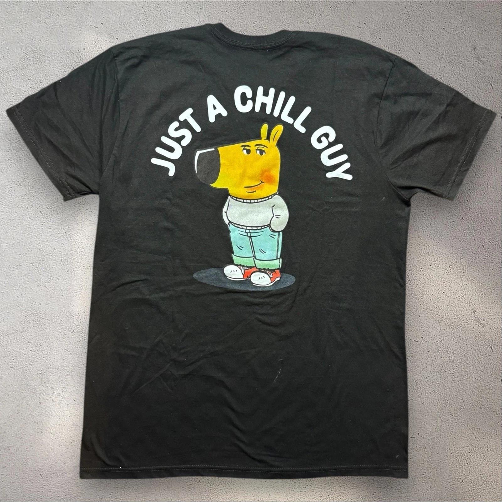Phillip Bankss Just A Chill Guy Graphic T- Shirt Mens Medium Black Meme Tee L