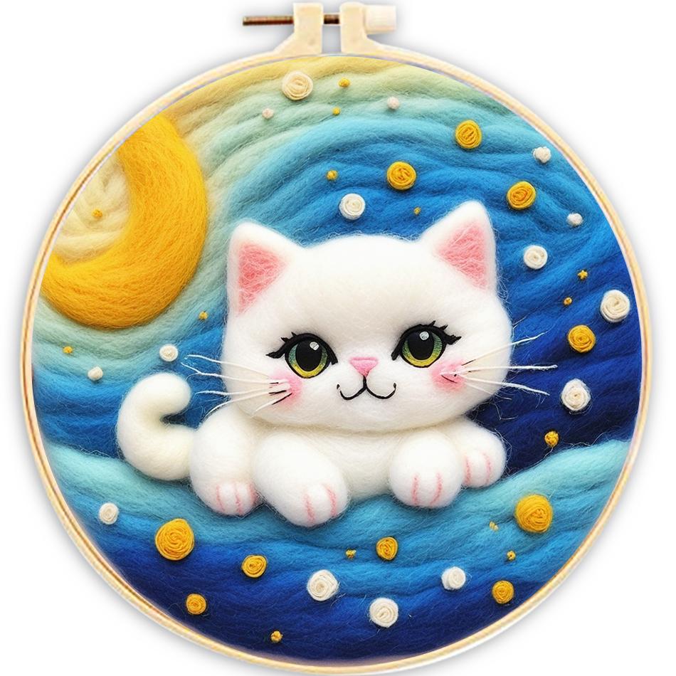 GATYZTORY Diy Wool Needle Felt Starter Set Wool Painting Set Diy Gift Animals Scenery Needle Felting Painting For Home Wall Art