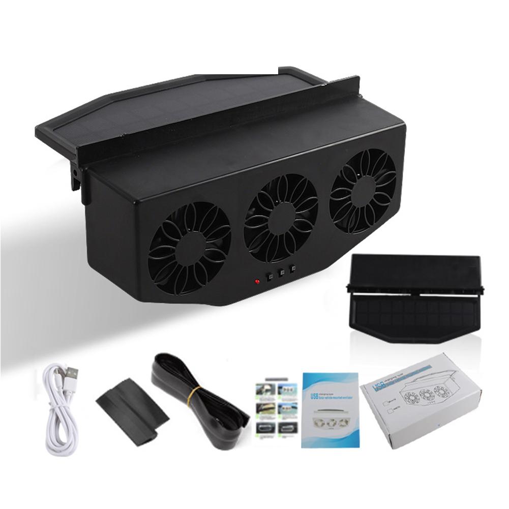 Car Solar Powered Charging Exhaust Fan USB Charging Window Ventilator Air Circulation Cooler Car Inside Summer