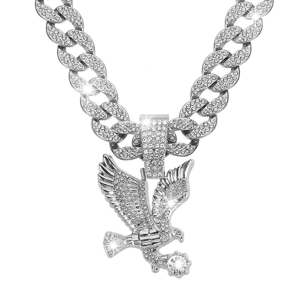 Hip Hop Street Animal Necklace, European and American Men's Cuban Chain Decoration, Personalized Alloy Eagle Pendant