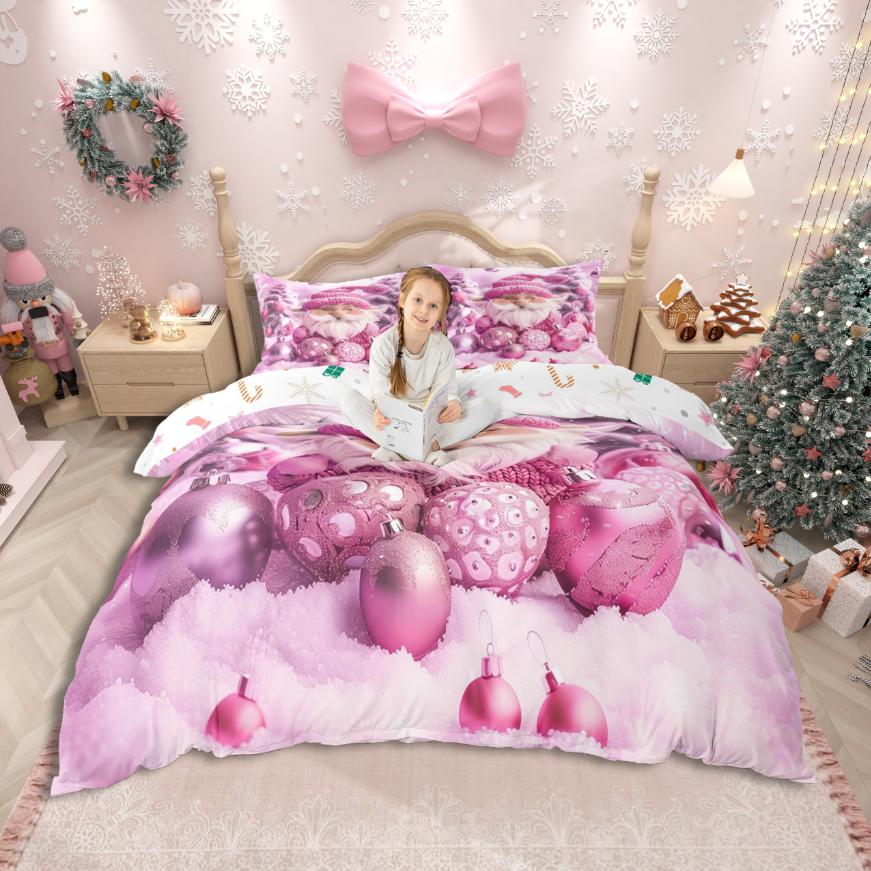 Set Husă Plapumă Om de Zăpadă de Crăciun Homewish, Set Lenjerie de Pat Desene Animate Moș Crăciun, Set de Pat An Nou Fericit Pentru Fată Băieți