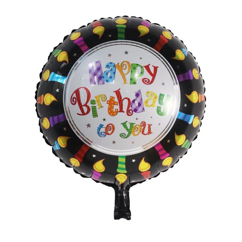 50Pcs/lot 18inch English Happy Birthday Aluminum Foil Balloon Round Helium Balloon Kids Birthday party decoration Air Golobs