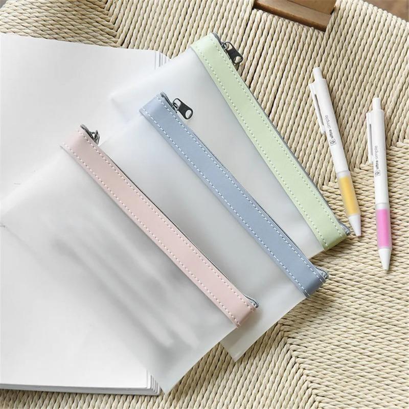 1pcs Transparent Frosted Cosmetic Bag Women Makeup Bag Travel Bathing Wash Pouch Toiletries Organizer Student Stationery Storage Bags