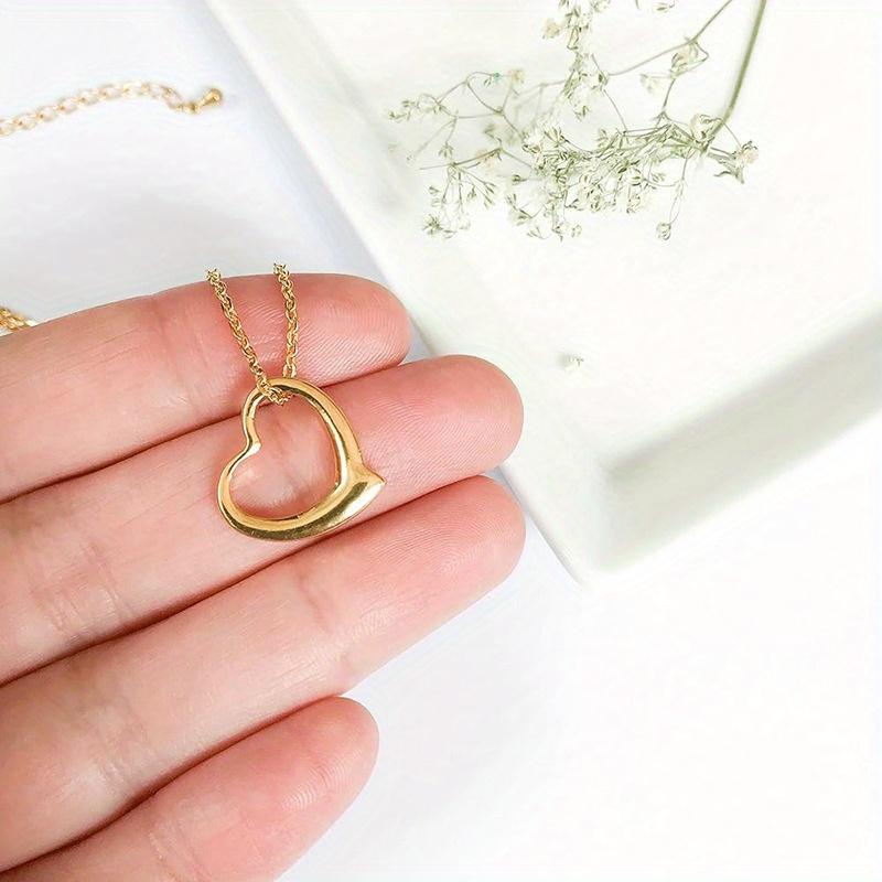 1Pc Heart-shaped Peach Necklace, Sweet and Simple Daily Necklace, Exquisite Temperament Accessories