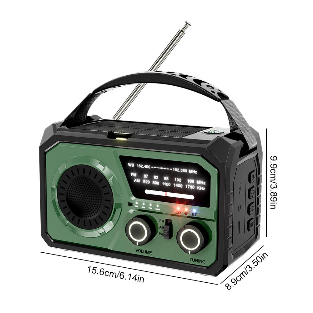 

16000mAh AM/FM/WB NOAA Emergency Radio Hand Crank/Solar/Type-C Charging Weather Alerts Survival Radio Portable Reception Radio