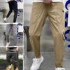 Calças Masculinas Cintura Elástica Múltiplos Bolsos Alta Elasticidade Bordado de Letras Comprimento no Tornozelo Uso Diário Cor Sólida Slim Fit Seda de Gelo