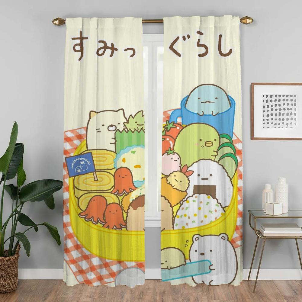 Window Curtain for Room 2 Panel Sumikkos Gurashis Kitchen Curtains 2 Pieces Home Interior Curtains Halloween Decoration Living