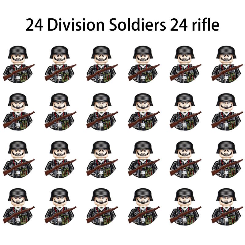 Non-Toxic 24Pcs Military Figure Ww2 Military Product Soldier Figure Building Blocks Children'S Holiday Gift Toys Gifts Funny