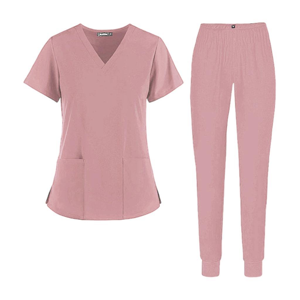 Comfortable V-Neck Nursing Scrub Set Breathable and Slim 2 Pockets