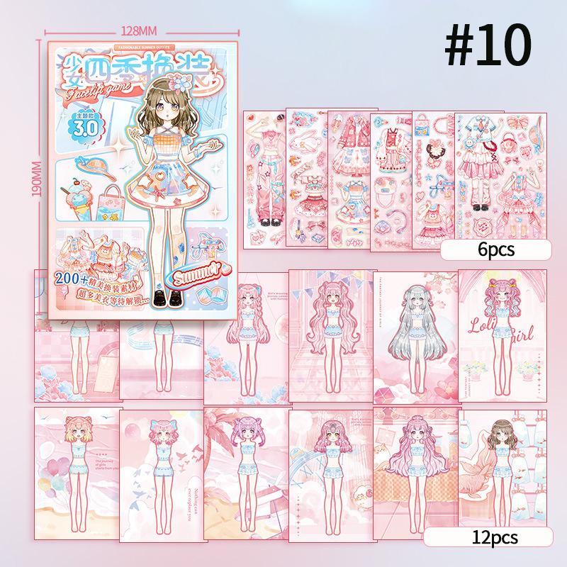 Dress Up Sticker Book Princess Makeup Stickers Girl Toy Clothing Matching Cartoon Handmade Diy Book Diary Decorative Gifts
