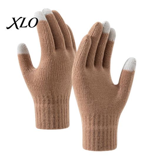 Cold Weather Cycling Gloves Knitted Touchscreen for Women Men, Winter Warm Five Finger Gloves, Protection Office Thermal Texting Driving And