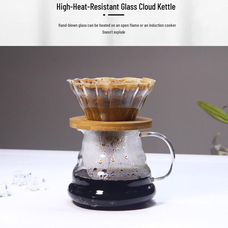 Juego de Hervidor de Café de Vidrio para Goteo Sichun Cloud y Dripper V60