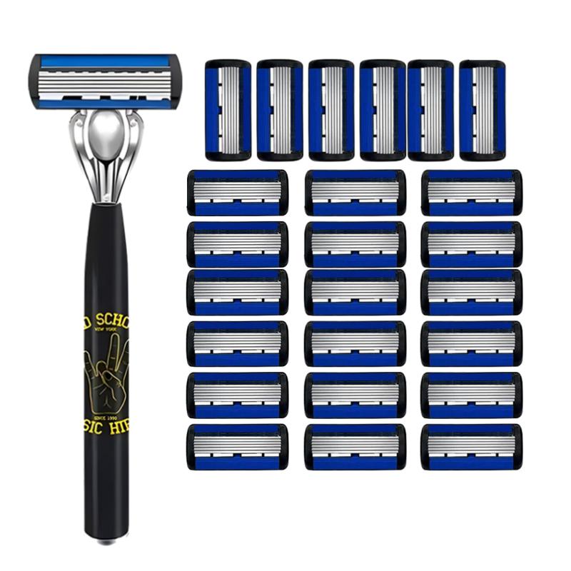 6-layer Blades Replacement Shaver Head Cassette Shaving Razor Blade Replacement Set Factory Direct Sales Men Manual Safety Razor
