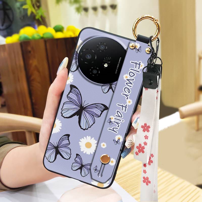 Fashion Design Protective Phone Case For TCL 50 Nxtpaper 5G/50Pro Nxtpaper 5G Wristband Kickstand Dirt-resistant Flower