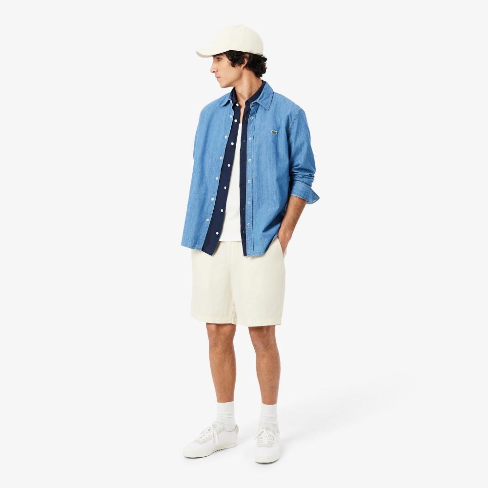[Lacoste] Men's Linen Solid Short-Sleeve Shirt CH5699-56G166