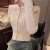 Short Knit Cardigan For Women With Wool And Ice Silk Fabric For Autumn Winter Fashion