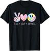Peace Love Happiness Rainbow Tie Dye Smile Face Happy Face T-Shirt