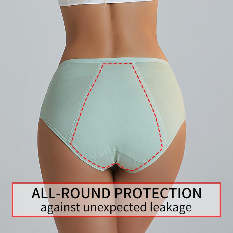 6PCS Ladies Leakproof Menstrual Panties Cotton Mid Rise Soft Breathable Daily Underwear