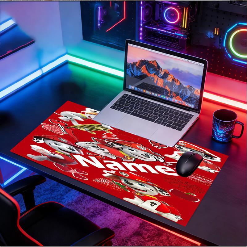 Custom Name Personalized PAW Patrol Pattern Mousepad, Laptop PC Desk Mat, Decorative Desk Mat for Home Keyboard Pad Gift