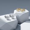 S925 Silver Gold Rhodium Plated Hollow Five Petal Flower Stud Earrings Women's Simple Niche Zircon Minimalist Cross-border