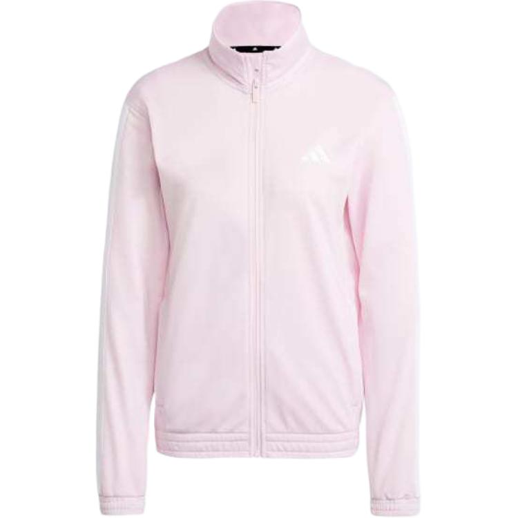 Adidas Logo Zip-Up Jacket Long Sleeve Casual Outerwear Women Pink JD4520