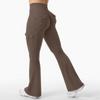 Women's Sports Flared Leggings With Pockets, Stretchy High-Waisted Workwear Yoga Pants