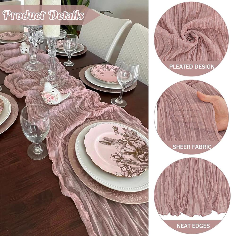 Lilac Purple Cheesecloth Table Runner Boho Rustic Gauze Lavender Table Runner Wedding Party Baby Shower Birthday Home Decoration