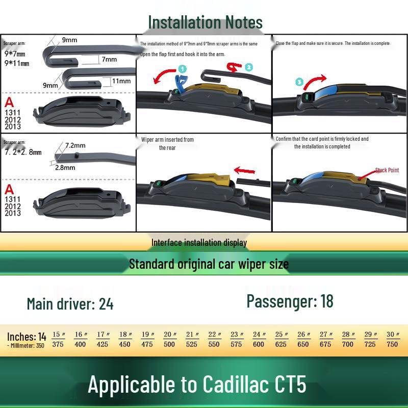 Cadillac CT5 Frameless Silent Wiper Blade: Original Multi-functional Rubber Strip