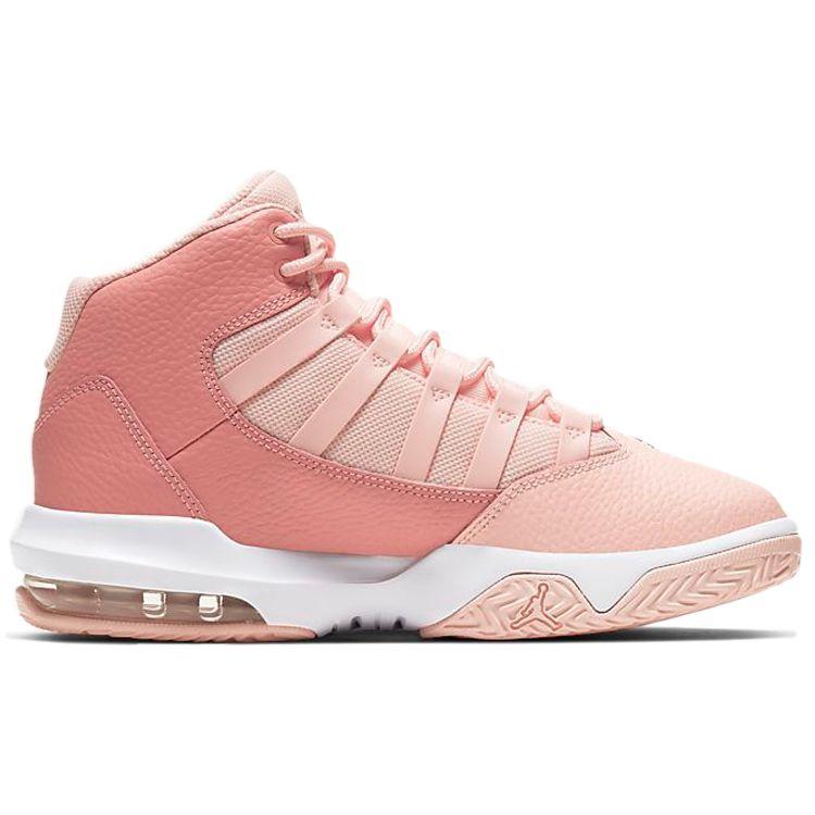 Jordan Max Aura 1 Leather Comfortable Versatile Non-Slip Shock Absorbing Mid-Top Basketball Shoes Kids sneaker White Pink AQ9249-600