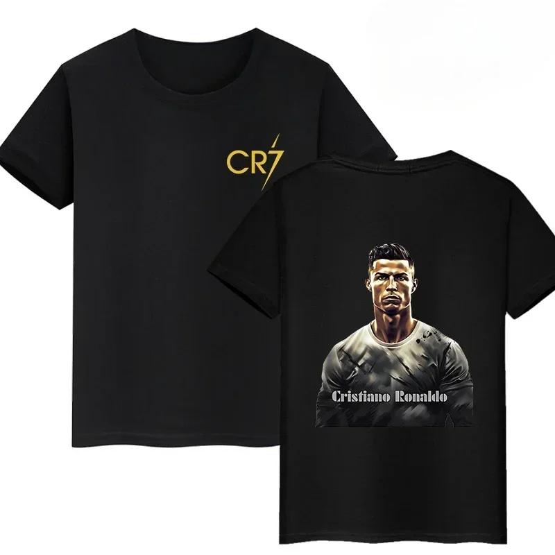 2026 Hot Summer Football Star Cr7 Cotton Children T-shirt Brand Sport Double Sided Print Casual Men Women Clothes Short Sleeve Top Boy Girl Tee