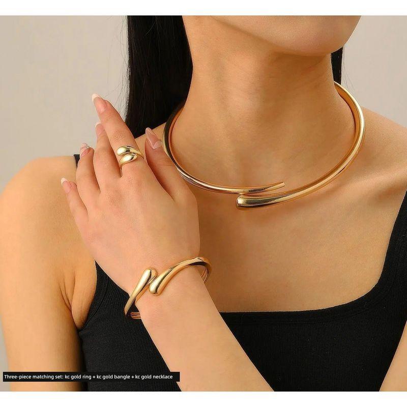European and American Cross-Border Personalized Geometric Metal Glossy Spring Open Choker Bracelet for Women Punk Simple Necklace Choker