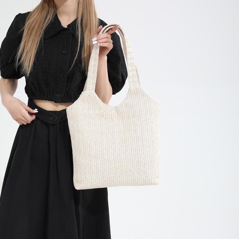 Spring Simple Women's Beautiful Personalized Shopping Bag Korean Hand-held One-shoulder Literary and Fresh Tote Bag