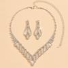 Women's jewelry wedding celebration accessories silver diamond necklace earrings set