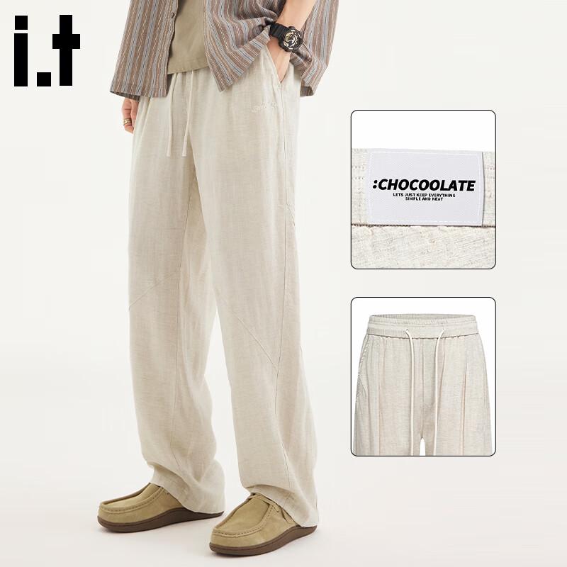 

CHOCOOLATEit Men s Linen Blend Straight-Leg Casual Trousers M