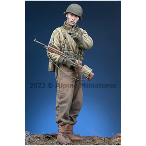 Alpine Miniatures 1/35 Scale WWII US Army Infantry Non-Commissioned Officer in Winter Gear Giving Orders Resin Kit AM35303