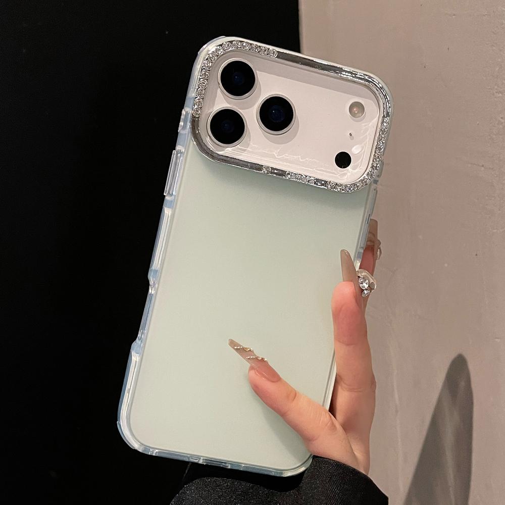 KEYSION Luxury Jewelled Transparent Matte Phone Case for iPhone 16 17 Pro Max 17 Air 16 Plus TPU+PC Shockproof Armor Back Cover