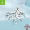 Bird Open Ring Adjustable Women'S 925 Sterling Silver Oxide Plain Silver Bird Ring Jewelry
