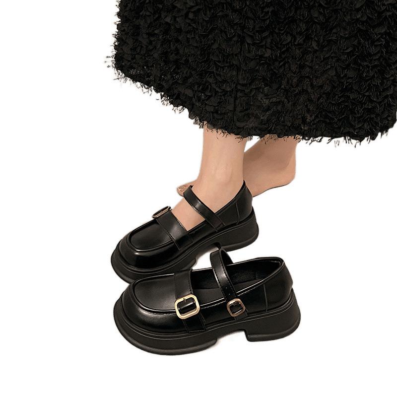 Platform British style small leather shoes 2025 new spring and autumn retro Mary shoes loafers black single shoes