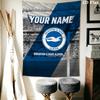 Custom Name Brighton&Hove Albion Wall Tapestry Aesthetic Wall Hanging Printed Fabric Blanket Decorative Tapestries for Bedroom Living Room Home Decor