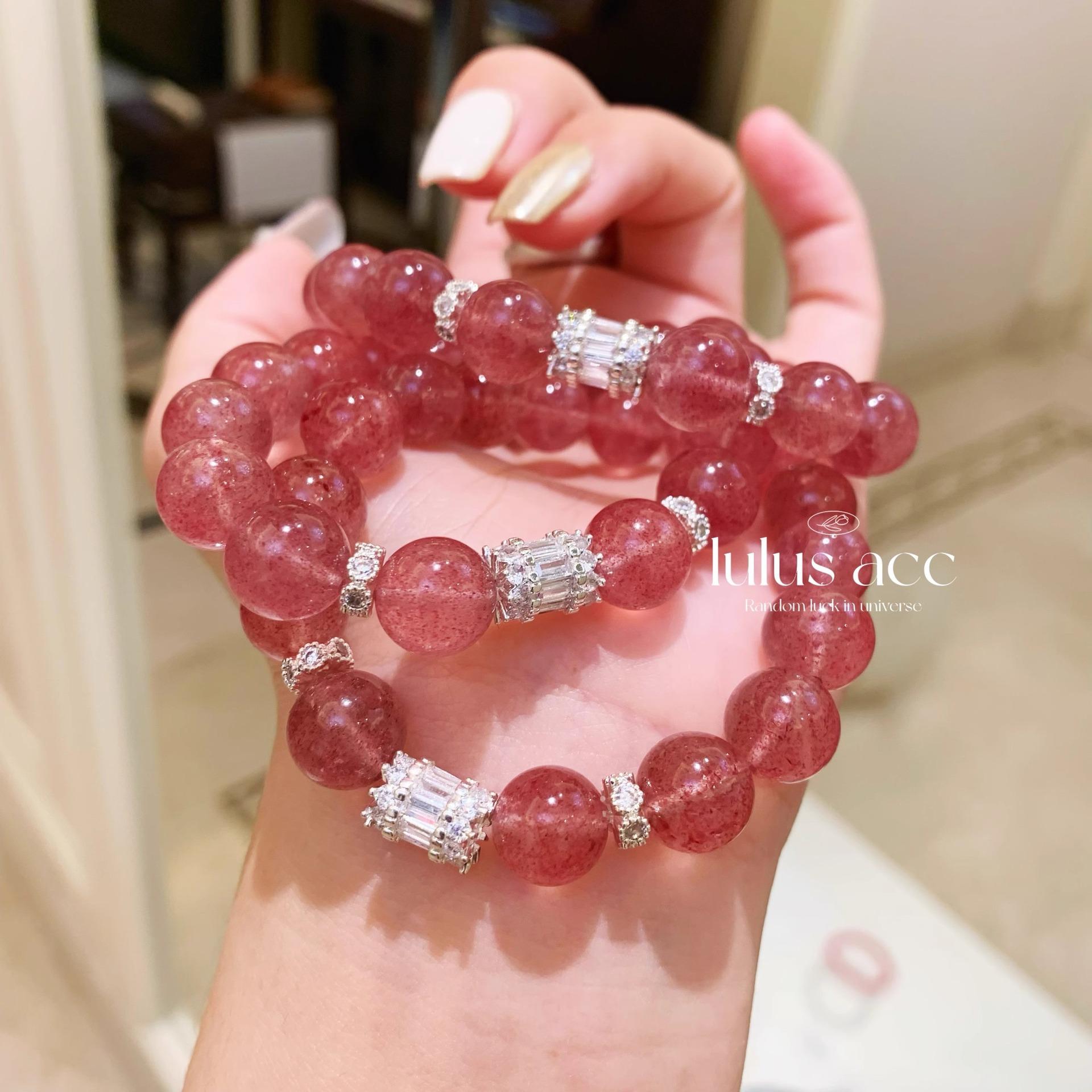 

Strawberry crystal bracelet for women, pink crystal bracelet, blooming peach blossoms, natural peach blossom, gift for best friends, love Pigeon Blood Red Strawber