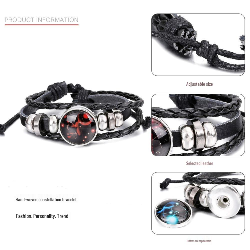 Cross-Border Punk Retro Leather Bracelet - DIY Noosa Buckle Hand Rope Jewelry Accessory (Semi-finished)