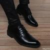 Oddychające zasznurowane buty ślubne pana młodego męskie skórzane buty brytyjska sukienka biznesowa Pointe Toe wysokość zwiększająca wkładka antypoślizgowa męska