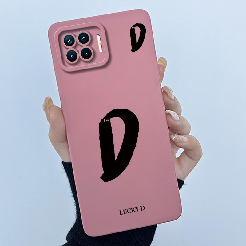 For OPPO F17 Oppo F17 Pro Case Oppo A73 A93 Reno 4F Back Cover TPU Silicon Lucky Initial Letter Couples Phone Bumper Soft Case