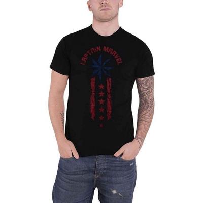T-shirt in cotone unisex per adulti Capitan Marvel Stelle e Strisce