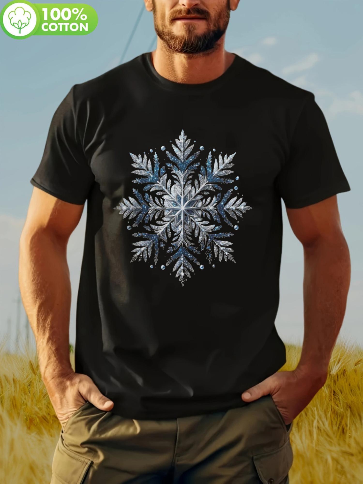 Black Snowflake Graphic T-shirt - Geometric Print XXL